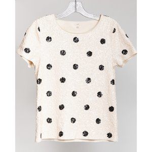 J. Crew Factory ivory/ blk polka dot sequin top
Perfect for the holidays